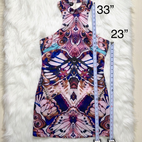 SOLD-Bebe Watercolor Halter Bodycon Dress - Picture 8 of 8